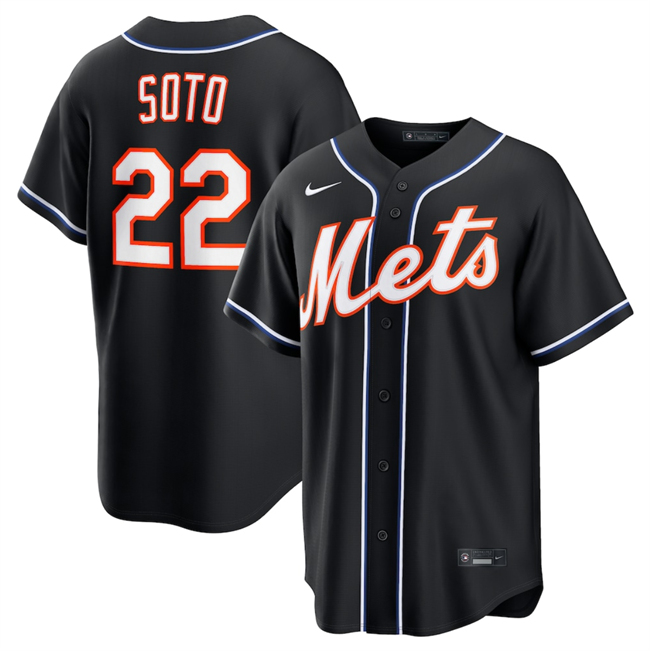 Men's New York Mets #22 Juan Soto 2026 Fashion Replica Black Out Stitched Baseball Jersey